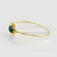 Handmade Vermeil Gold Gemstone Lovely Charm Bangle For Women In Wholesale